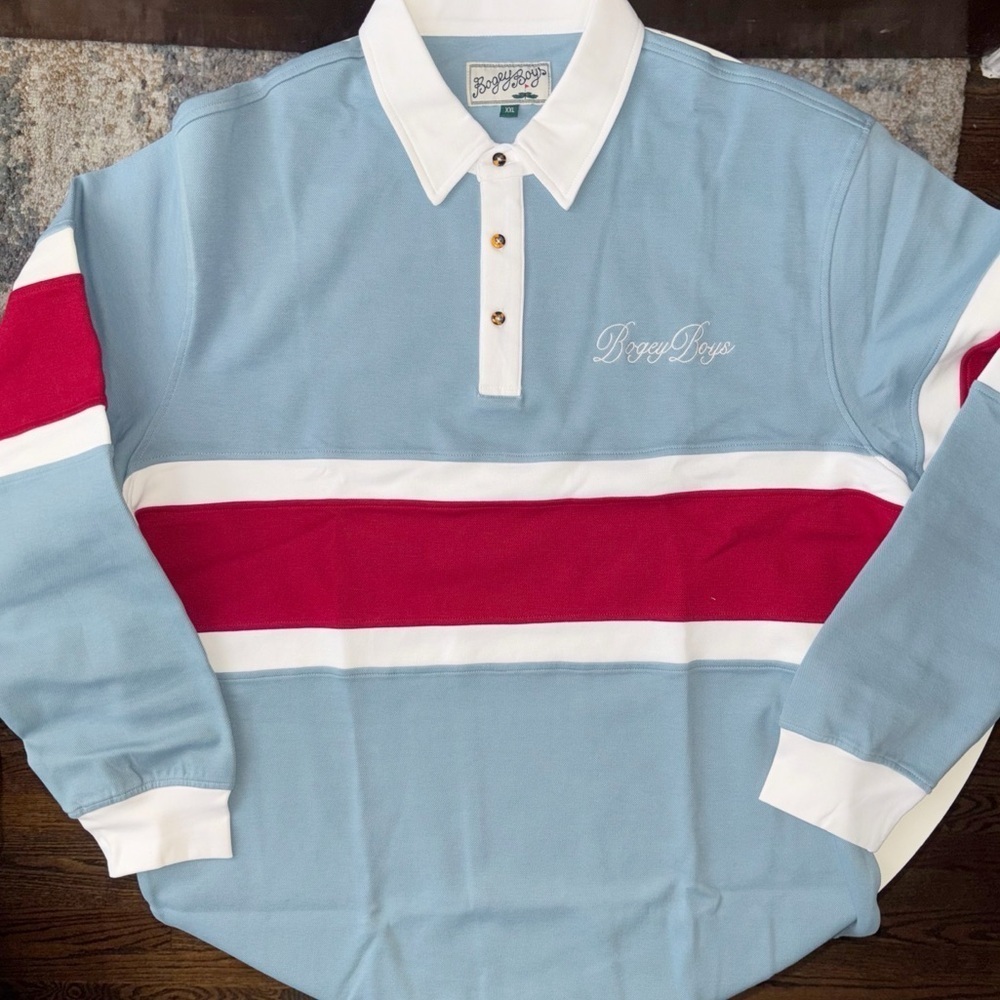 Bogey Boys Macklemore Men’s Midstripe Long Sleeve Polo Shirt Size XXL New Rugby